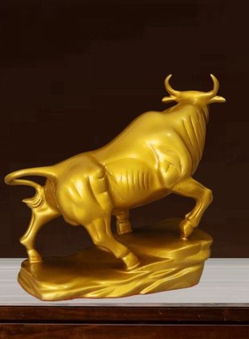 全铜财运牛摆件家居客厅玄关书房办公室装饰旺市牛工艺品送礼中式