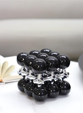 现代简约几何立方体珠点圆球艺术摆件客厅卧室玄关酒店家居装饰品