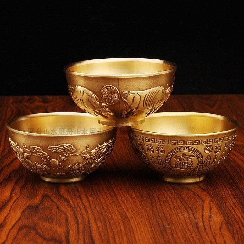 纯铜百福碗黄铜五牛供水碗家用中式装饰摆件佛具双龙铜碗佛前用品,淘宝优惠券,粉丝福利购,淘宝优惠卷