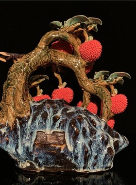 石湾公仔陶瓷满堂红摆件玄关客厅电视柜荔枝装饰品乔迁新居送礼品