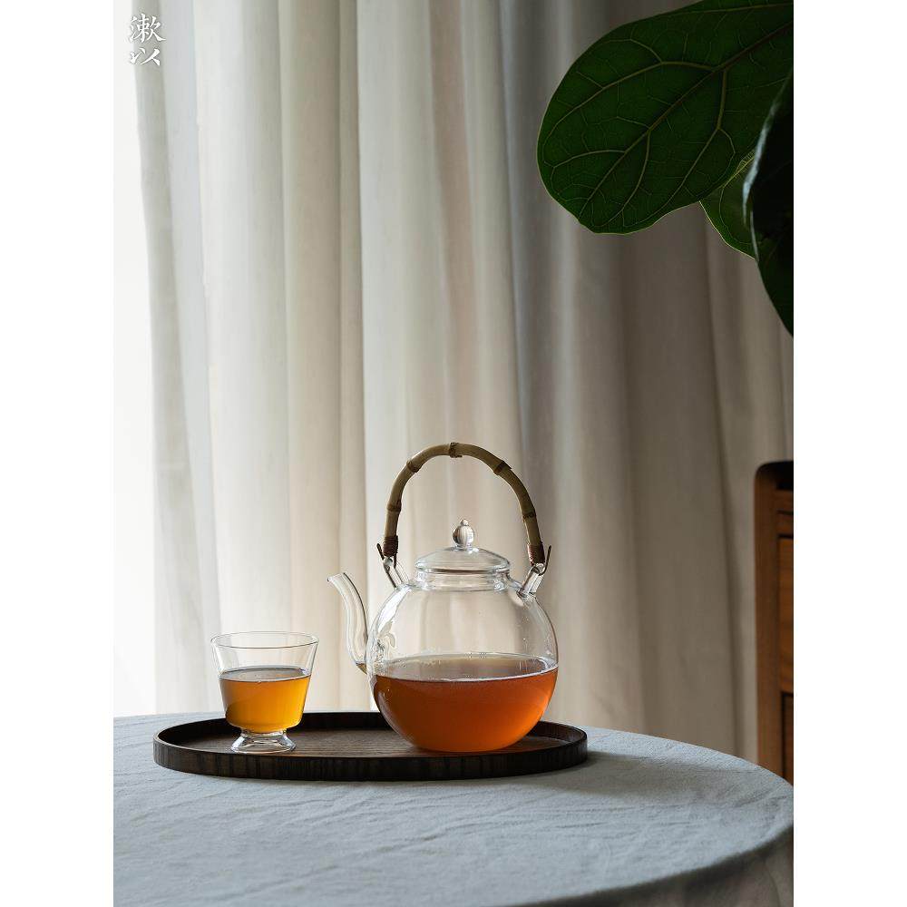 漱以耐热玻璃壶高硼硅玻璃竹节提梁壶明火电陶炉900mL烧水壶茶壶,淘宝优惠券,粉丝福利购,淘宝优惠卷