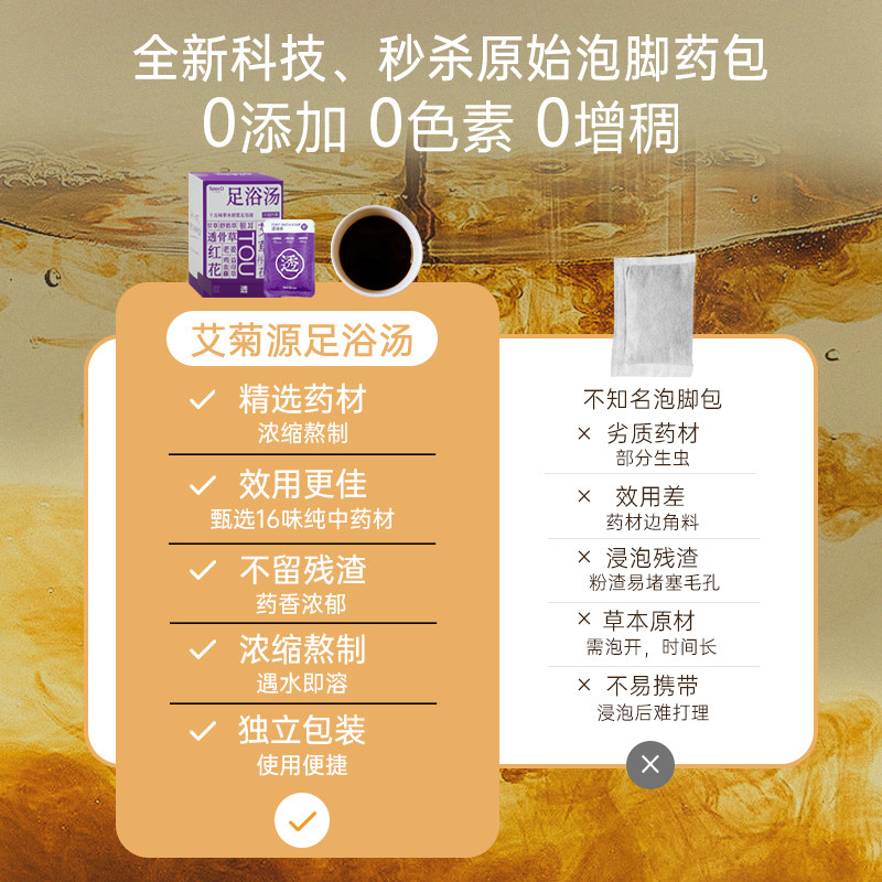 艾菊源足浴包免煮驱寒排毒湿气艾草助睡眠浓缩泡脚液冬季药包专用,淘宝优惠券,粉丝福利购,淘宝优惠卷