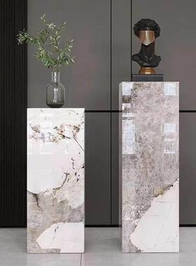 岩板花架定制别墅会所客厅沙发电视柜旁边创意落地摆件底座装饰品