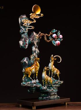 箐铜记 《三羊开泰》三羊铜摆件家居装饰品客厅玄关乔迁新居礼品