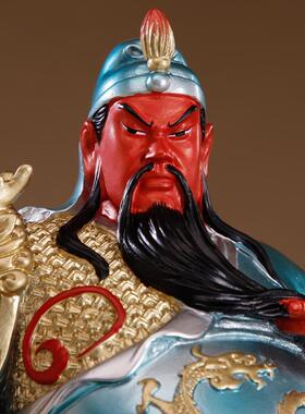 纯铜关公摆件家用客厅武财神关公铜像公司商铺关羽关二爷神像彩绘