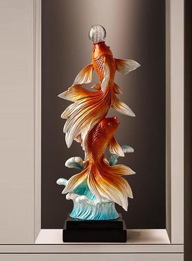 年年有余锦鲤鱼摆件客厅电视柜入户玄关装饰品轻奢高级感乔迁礼物