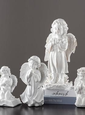 北欧风创意白色人物雕塑素描手绘家居客厅书柜装饰工艺礼品摆饰雕