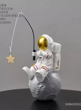 样板间儿童房装饰品玄关书房书架酒柜陶瓷艺术摆件太空人航天模型