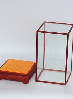 玻璃罩 佛像防尘罩 红花梨实木宝笼 透明展示架 私人定制尺寸LOGO