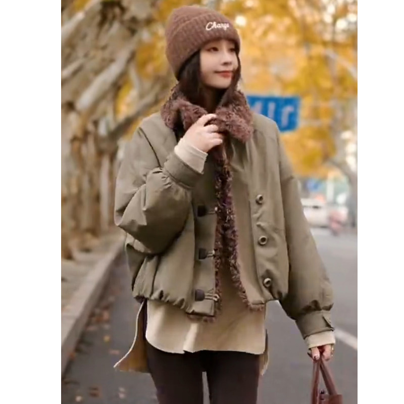 巨好看大翻领羊羔毛派克短外套女冬装小个子高级感飞行夹克羽绒服,淘宝优惠券,粉丝福利购,淘宝优惠卷