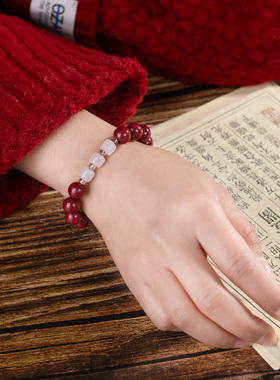 天然朱砂手串男女三生三世紫金砂手串本命年纯阳转运珠礼物佩饰