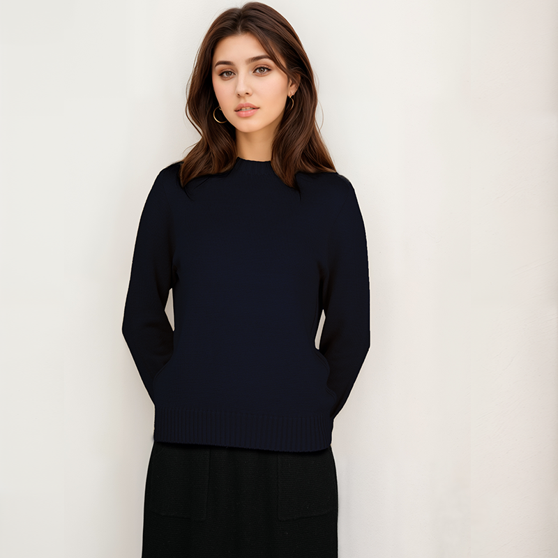 Autumn and winter women's knitted sweater round neck sweater new simple bottoming shirt top TN5219