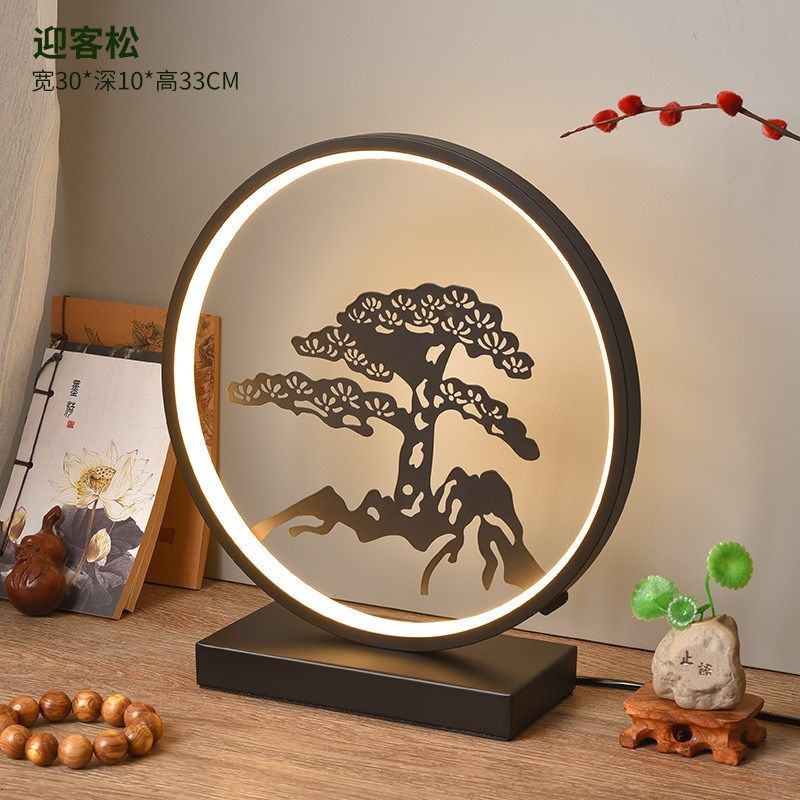 新中式台灯卧室床头灯简约现代复古轻奢客厅书房创意酒店遥控台灯 - 图0