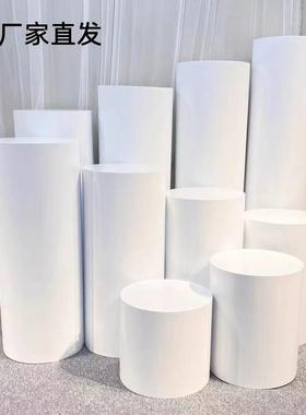 圆柱儿童拍照摄影道具烤漆展示台白色木墩子圆形底座摆件模特地台