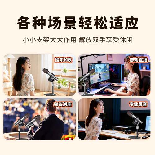 墅运桌面麦克风话筒支架电容麦夹子置物架专业直播会议通用金属架 - 图3