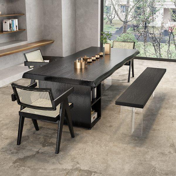 侘寂风储物格实木茶桌中式大板茶盘茶台一体碳化亚克力家用泡茶台,淘宝优惠券,粉丝福利购,淘宝优惠卷