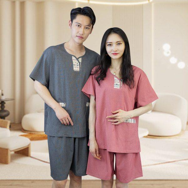 高档纯色棉大码汗蒸服男洗浴中心汉蒸温泉洗浴足浴服女睡衣情侣款,淘宝优惠券,粉丝福利购,淘宝优惠卷