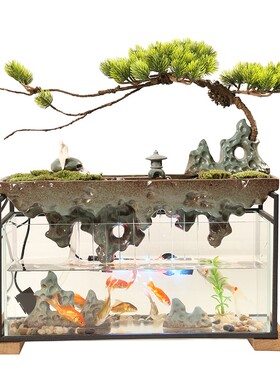 流水生财摆件客厅电视柜桌面玻璃鱼缸循环水转运招财喷泉乔迁礼品