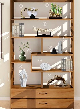 新中式轻奢高档家居饰品摆件客厅酒柜博K古架办公室工艺品装饰摆