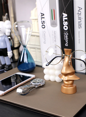 样板房间书房书桌装饰搭配摆件软装直播展厅道具托盘书挡花艺沙漏