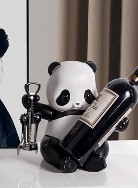 创意熊猫红酒架摆件家居客厅酒柜电视柜装饰品轻奢餐边柜酒托摆设