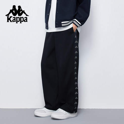 Kappa卡帕 运动裤男款春季潮流串标直筒裤宽松复古休闲卫裤长裤 - 图0