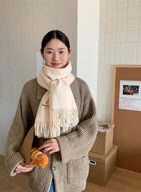 韩国彷羊绒纯色围巾女秋