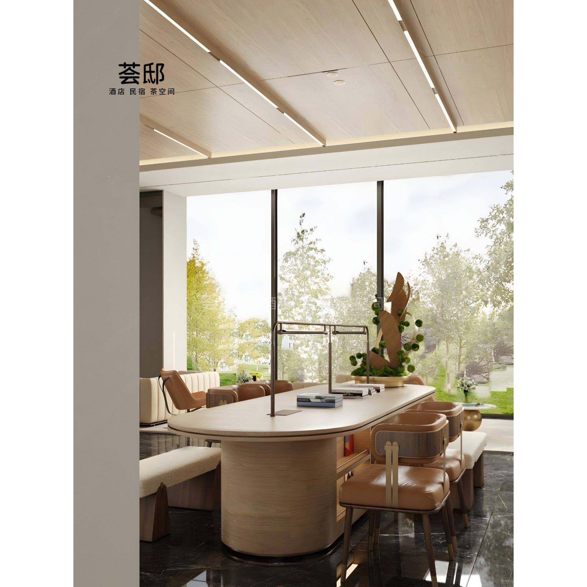 售楼部处酒店大堂实木阅读桌椅组合现代架空层休闲区洽谈学习长桌,淘宝优惠券,粉丝福利购,淘宝优惠卷