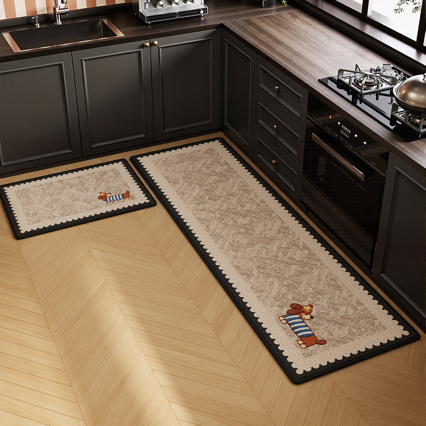 Kitchen floor mats, absorbent foot mats, stain-resistant, no-wash, wipeable, anti-slip, anti-fall mats, bathroom door soft pads, wear-resistant carpets