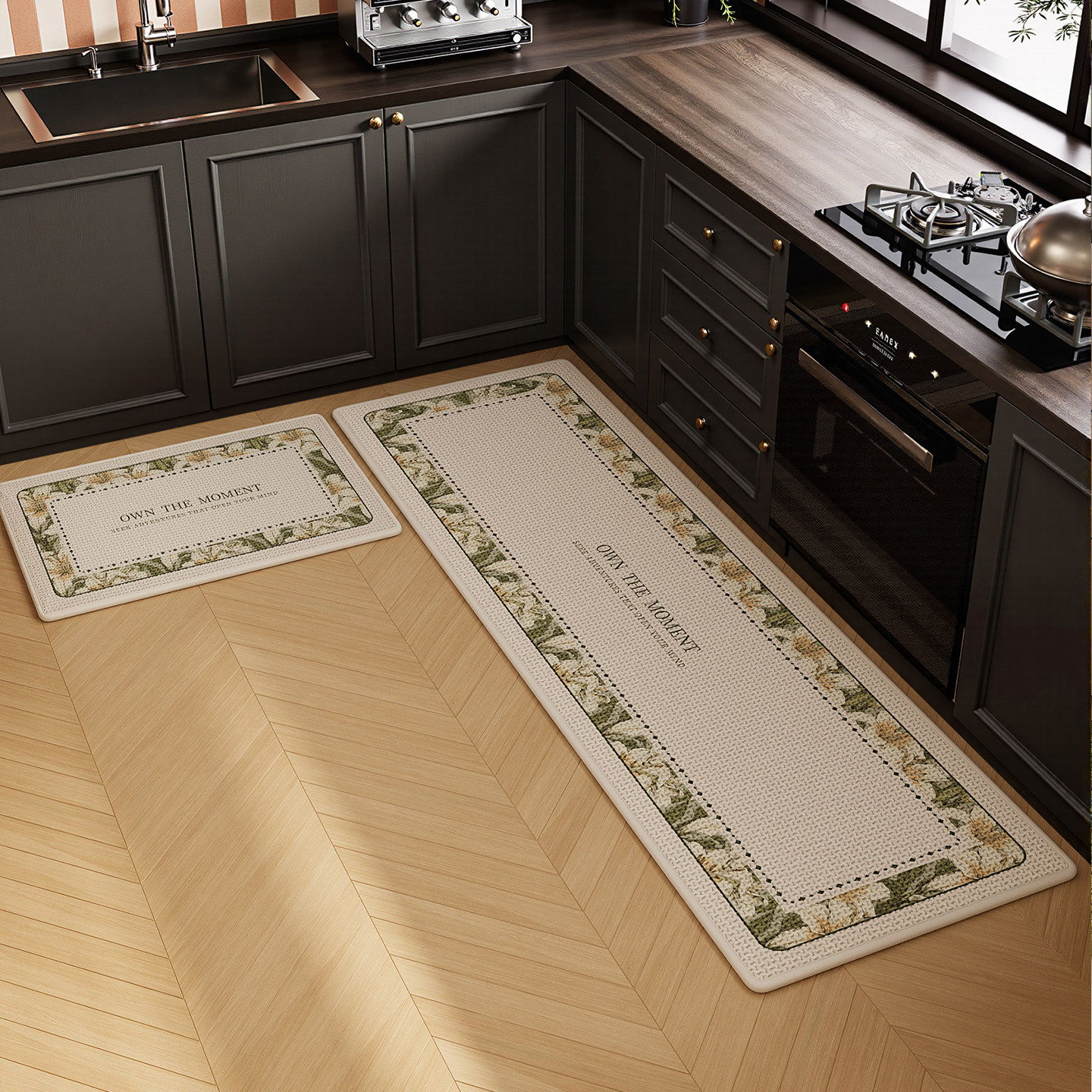 Kitchen floor mats, absorbent foot mats, dirt-resistant, anti-fouling, anti-slip, anti-fall woven mats, bathroom door soft pads, wear-resistant carpets