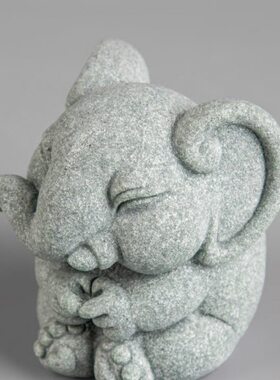 逗兽记 玉象天成客厅入户玄关装饰品摆件中式青砂石鱼缸造景茶宠