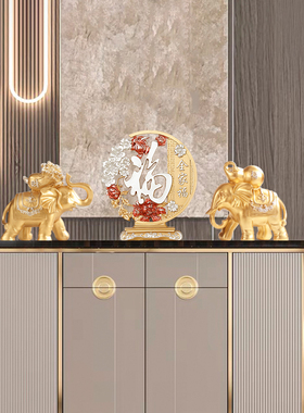 招财福鹿新房中式摆件玄关客厅家居电H视酒柜装饰品轻奢高档工艺