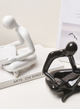 创意轻奢抽象人物摆件艺术家居客厅电视柜酒柜装饰V品现代简约摆