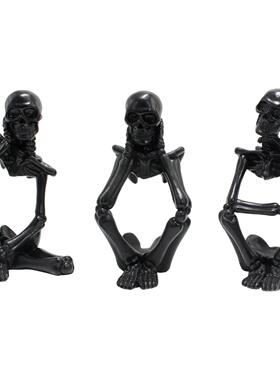 创意思考者黑色骷髅人物摆件树脂装饰品客厅电视柜房桌面艺术摆件