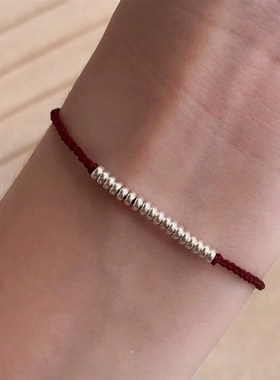 小孩哥同a款手绳925银坨坨红绳手链