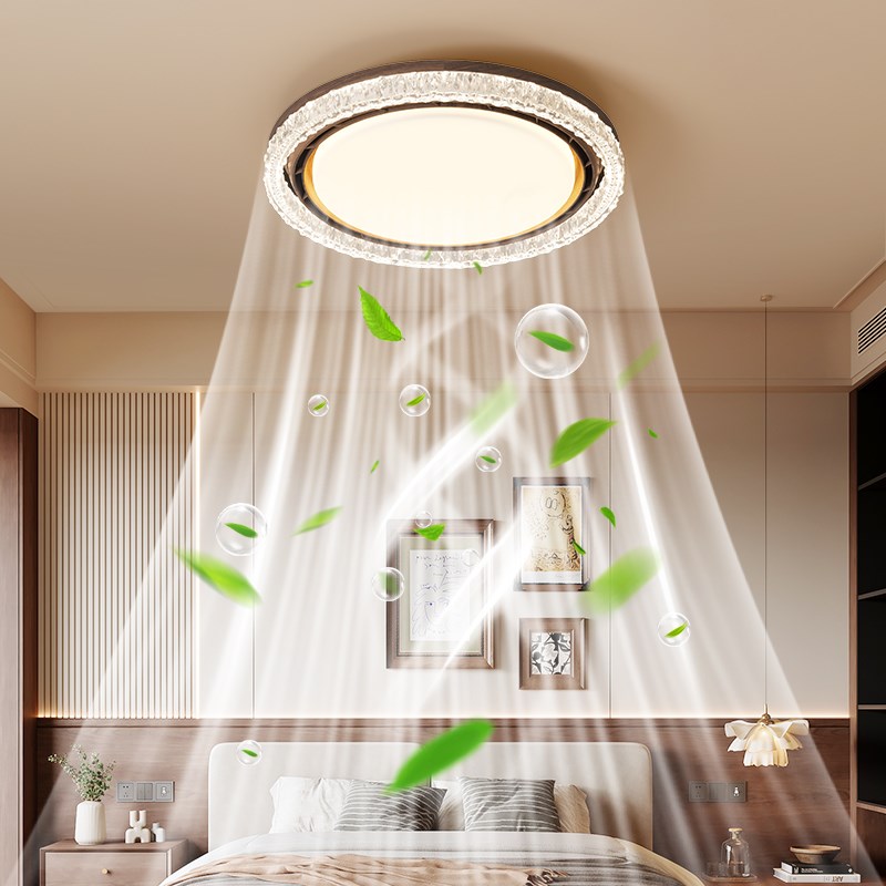 意式极简无叶风扇灯卧室灯轻奢中山灯具全光谱护眼餐厅隐形电扇灯 - 图1