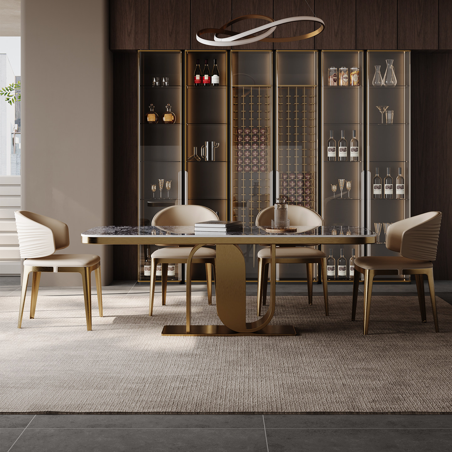 万博友轻奢岩板餐桌椅子组合2025新款家用长方形意式餐厅吃饭桌子,淘宝优惠券,粉丝福利购,淘宝优惠卷