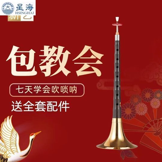 Xinghai spielt ein professionelles ebenholz-suona-musikinstrument, komplettes set mit d-taste, d-taste, anfänger-einstiegtrompete, trompetenrohr-zubehör