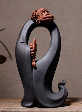 创意泥塑复古陶瓷历史人物老子佛像摆件禅意会所软装饰品客厅书柜