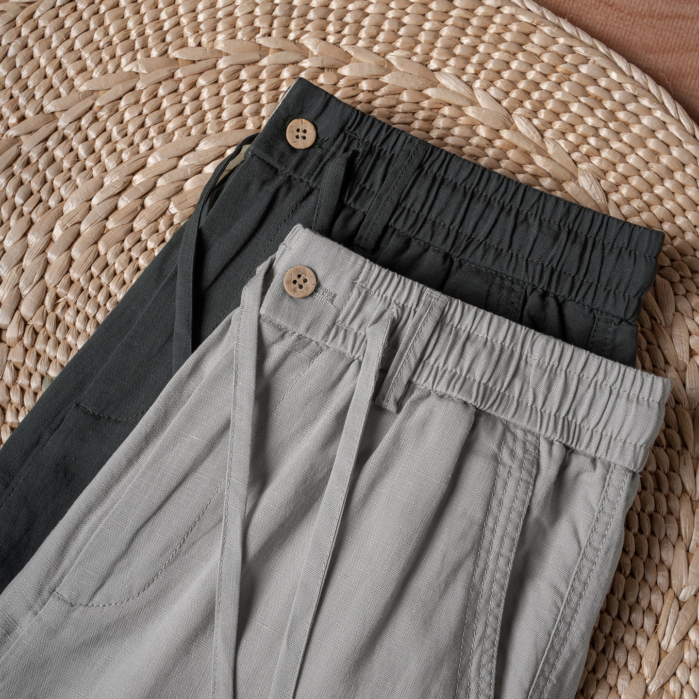 麻尚生活天丝亚麻短裤男夏季新款松紧腰抽绳沙滩休闲透气五分裤子,淘宝优惠券,粉丝福利购,淘宝优惠卷