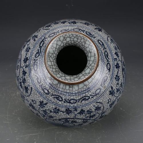 仿古瓷器开片缠枝牡丹石榴瓶 包老瓷器 旧货老货 古董古玩 收藏品 - 图2