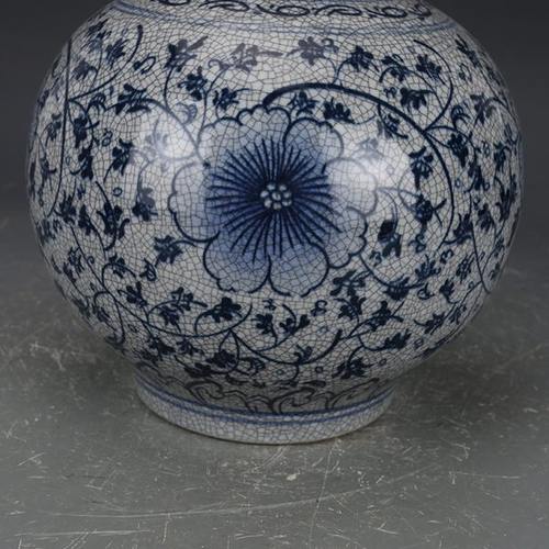 仿古瓷器开片缠枝牡丹石榴瓶 包老瓷器 旧货老货 古董古玩 收藏品 - 图1