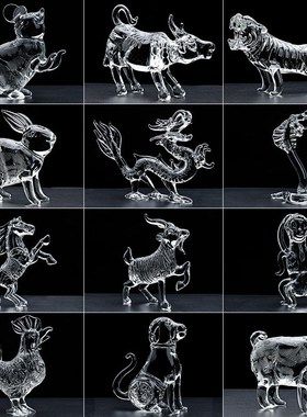 水晶十二生肖鼠牛虎兔龙蛇马羊猴鸡狗狗猪摆件工艺礼品属相装饰品