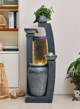 简约轻奢喷泉流水摆件循环落地客厅室内转角装饰玄关开业生财景观