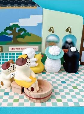 三毛猫澡堂日式泡澡INS创意潮玩微缩礼品ZAKKA家居小摆件