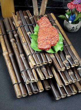 刺身摆盘竹排装饰品火锅牛肉摆盘装饰海鲜姿造竹篱笆烤肉盘饰道具
