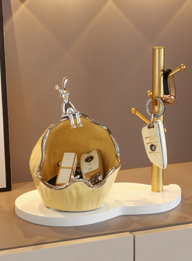 入户玄关钥匙收纳摆n件轻奢兔子家居客厅门口置物装饰乔迁新居礼