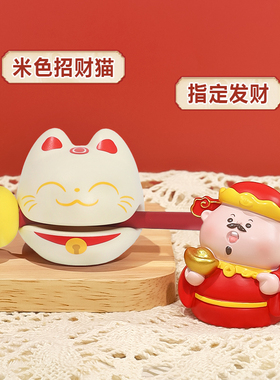 小木鱼情绪稳定解压桌面小摆件暴富发财猫K木鱼治愈生日小礼物耶