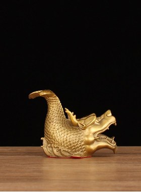 纯铜龙头鱼鳌鱼瑞兽螭吻铜器摆件龙鱼I桌面家居饰品工艺品送礼