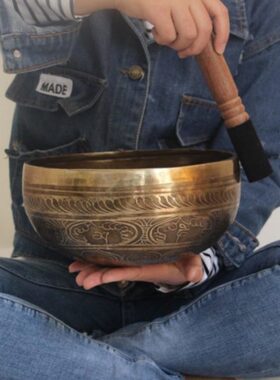 盂铜理疗疗 cmA西藏摆件钵瑜伽磬颂钵24纯手工佛音碗音钵钵SP